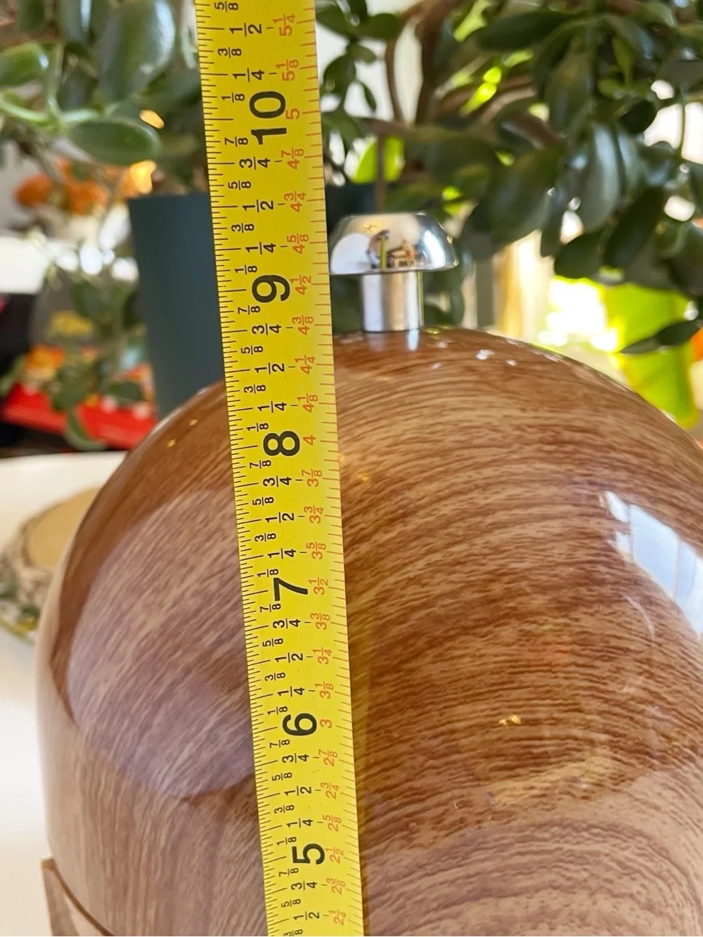 Mid Century Wood Grain Globe Box Wine Beverage Dispenser